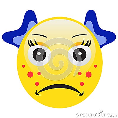 Emoticon with acne squeezing a pimple Stock Photo