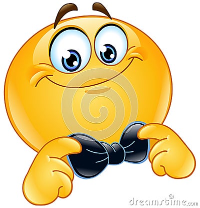 Emoticon with bow tie Vector Illustration