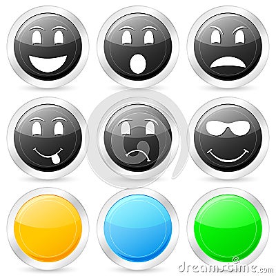 Emoticon circle icon set 2 Vector Illustration