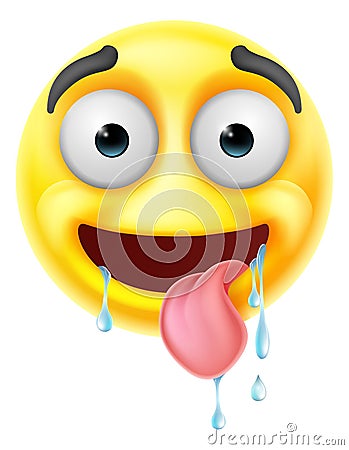 Drooling Saliva Emoticon Tongue Face Cartoon Vector Illustration