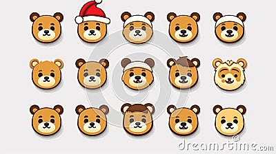 Emoticon, Emoji big set with faces and animals. Happy holiday and laughing emoticons Stock Photo