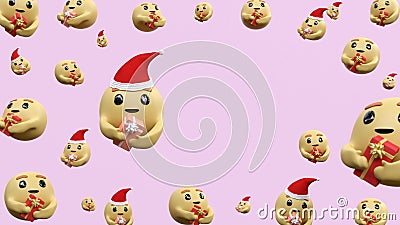 Emoticon giving a gift box for holiday festival 3D render illustration Cartoon Illustration