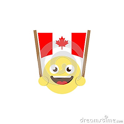 Emoticon flag of canada vector icon isolated on white background Vector Illustration