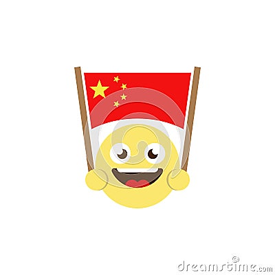 Emoticon flag of china vector icon isolated on white background Vector Illustration