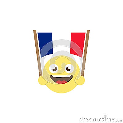 Emoticon flag of france vector icon isolated on white background Vector Illustration