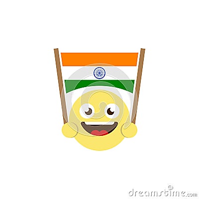 Emoticon flag of india vector icon isolated on white background Vector Illustration