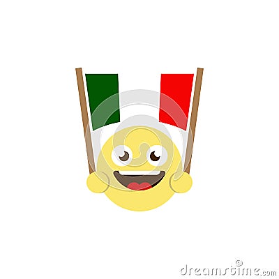 Emoticon flag of italy vector icon isolated on white background Vector Illustration