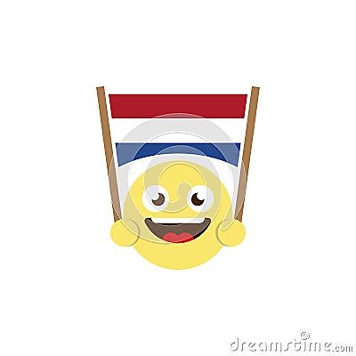 Emoticon flag of netherland vector icon isolated on white background Vector Illustration