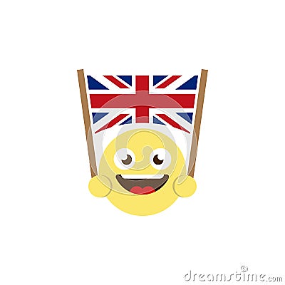 Emoticon flag of united kingdom vector icon isolated on white background Vector Illustration