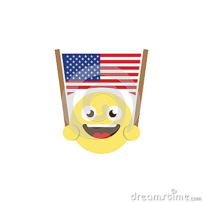 Emoticon flag of united state of america vector icon isolated on white background Vector Illustration