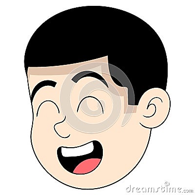 emoticon head handsome boy face laughing happy Cartoon Illustration