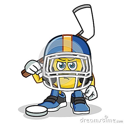 Emoticon hockey mascot vector cartoon illustration Vector Illustration