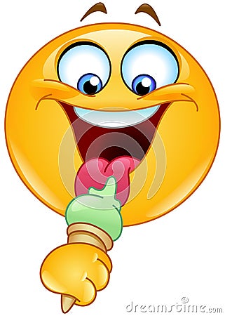 Emoticon with ice cream Vector Illustration