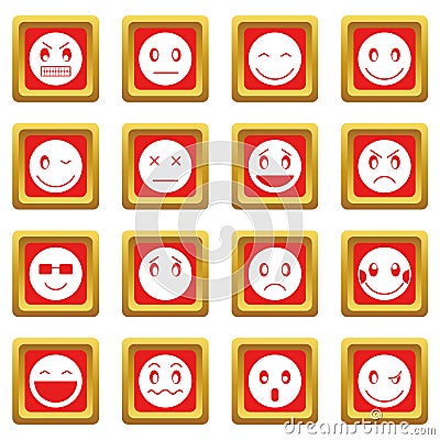 Emoticon icons set red Vector Illustration