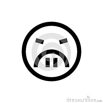 Grumpy Emoticon Line Icon Vector Illustration