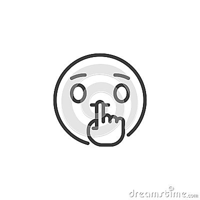 Emoticon making silence sign line icon Vector Illustration