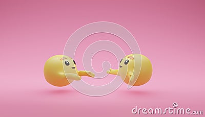 Emoticon open arms request for hug 3D render illustration Cartoon Illustration