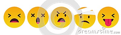 Emoticon Reaction, Cry, Angry, Hurt, Nagging - Vector Vector Illustration