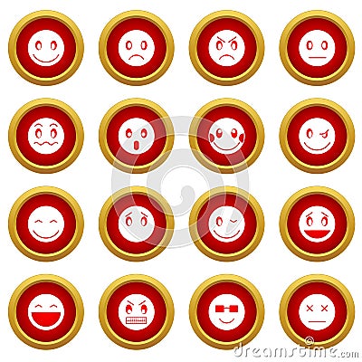 Emoticon red circle set Vector Illustration