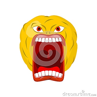 Emoticon screams. Open mouth and teeth. Crazy Emoji. emotion yell. Yellow ball head Vector Illustration