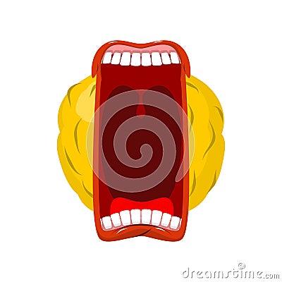 Emoticon screams. Open mouth and teeth. Crazy Emoji. emotion Vector Illustration