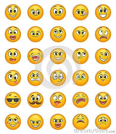 Emoticon set with different funny emotions. Vector character set Vector Illustration