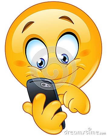 Emoticon with smart phone Vector Illustration