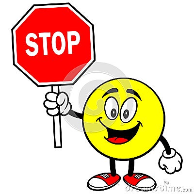 Emoticon with Stop Sign Vector Illustration