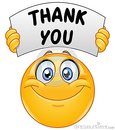 Emoticon with thank you sign Vector Illustration