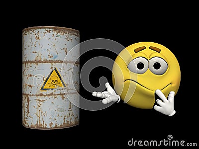 Emoticon and a toxic product - 3d render Stock Photo