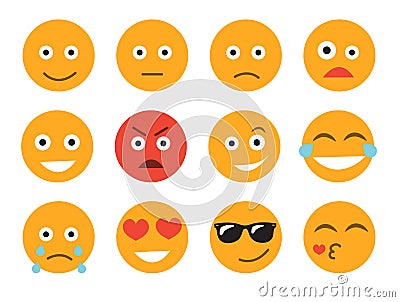 Emoticon vector illustration. Set emoticon face on a white background. Different emotions collection. Vector Illustration