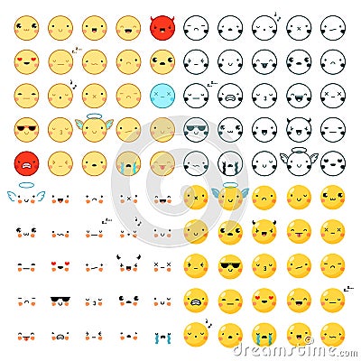 Emoticons Big Set Vector Illustration