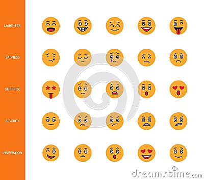 Emoticons design style line icons face emotion expression linear symbols logo illustration emoji smiley cartoon Vector Illustration