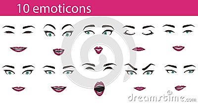 Emoticons face expressions set Vector Illustration