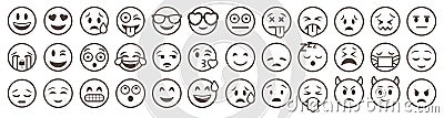 Emoticons set. Emoji faces collection. Vector Illustration