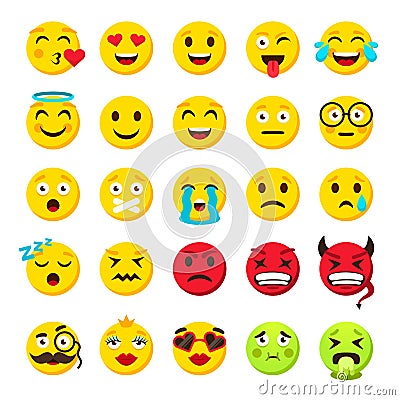 Emoticons set. Emoji faces emoticon funny smile vector collection Vector Illustration