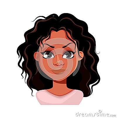 Emotion of African American woman, angry Vector Illustration