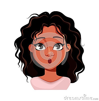 Emotion of African American woman, surprised Vector Illustration