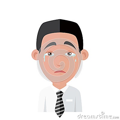 Emotion Avatar Man Crying Success Vector Illustration