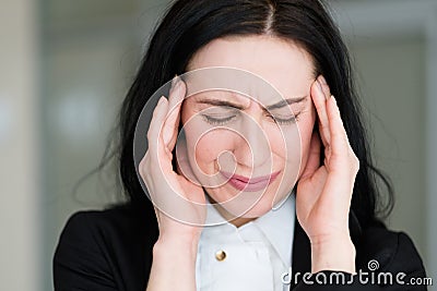 Emotion bad news anxiety worry dismay stress woman Stock Photo