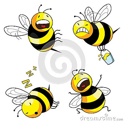 Emotion bee comic character Vector Illustration