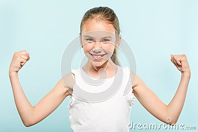 Emotion expression victory yes thrilled girl smile Stock Photo