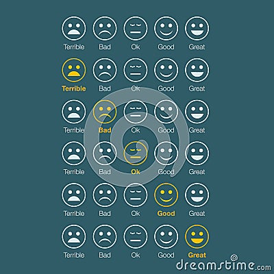 Emotion feedback white faces Vector Illustration