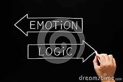 Emotion Logic Arrows Concept Blackboard Stock Photo