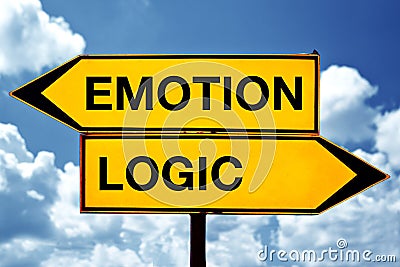 Emotion or logic, opposite signs Stock Photo