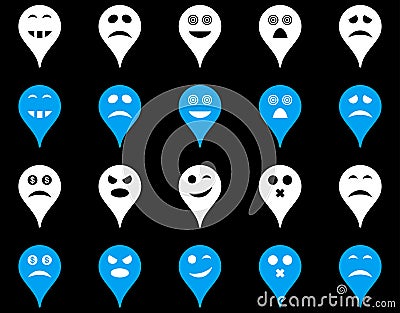 Emotion map marker icons Vector Illustration