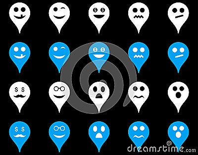 Emotion map marker icons Vector Illustration