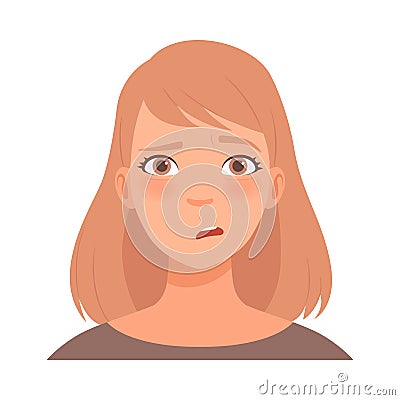 Perplexity on the face of a young woman. Vector illustration. Vector Illustration