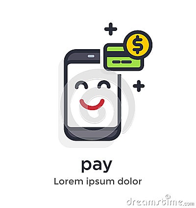 Emotion phone earnings, money, withdrawal, transfer, funds, dollar, payment, operation , bank, account illustration Icon Vector Illustration