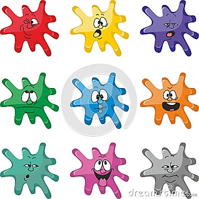 Emotion smiles cartoon blot multicolor set 005 Vector Illustration